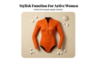 Women's single Piece Wetsuit, Long Sleeve Rash Guard Swimsuit, Sun Protection, Quick Dry Fit for Swimming, Snorkeling, Beach