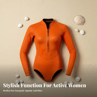 Women's single Piece Wetsuit, Long Sleeve Rash Guard Swimsuit, Sun Protection, Quick Dry Fit for Swimming, Snorkeling, Beach