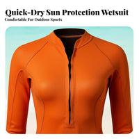Women's single Piece Wetsuit, Long Sleeve Rash Guard Swimsuit, Sun Protection, Quick Dry Fit for Swimming, Snorkeling, Beach