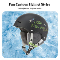 Kids Ski Helmet, Double Board, Impact Resistant, Cartoon Print, Winter Helmet for Boys & Girls