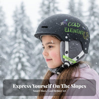 Kids Ski Helmet, Double Board, Impact Resistant, Cartoon Print, Winter Helmet for Boys & Girls