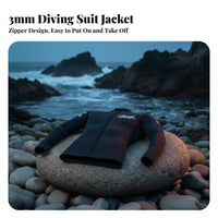 3mm Split Wetsuit Jacket, Fleece Lined, Thermal Diving Top, Unisex, quick wear