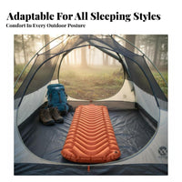 Inflatable Sleeping Pad, Lightweight Outdoor Camping Air Mattress, Portable Moisture-Resistant Mat, Ergonomic V-Shape Design,