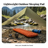 Inflatable Sleeping Pad, Lightweight Outdoor Camping Air Mattress, Portable Moisture-Resistant Mat, Ergonomic V-Shape Design,
