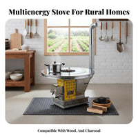 Rural Home Heating Gasification Stove, Smokeless Wood Burner, Multicombustible, Stainless Steel
