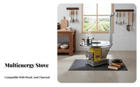 Rural Home Heating Gasification Stove, Smokeless Wood Burner, Multicombustible, Stainless Steel