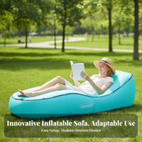 Curved Inflatable Sofa, Portable Air Bed, Quick Hand-Pump Inflation, Water-Resistant Nylon, Camping, Outdoor Dining, Random