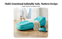 Curved Inflatable Sofa, Portable Air Bed, Quick Hand-Pump Inflation, Water-Resistant Nylon, Camping, Outdoor Dining, Random