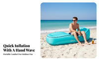 Curved Inflatable Sofa, Portable Air Bed, Quick Hand-Pump Inflation, Water-Resistant Nylon, Camping, Outdoor Dining, Random