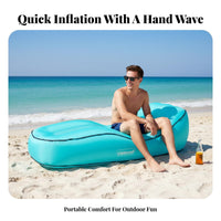 Curved Inflatable Sofa, Portable Air Bed, Quick Hand-Pump Inflation, Water-Resistant Nylon, Camping, Outdoor Dining, Random