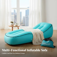 Curved Inflatable Sofa, Portable Air Bed, Quick Hand-Pump Inflation, Water-Resistant Nylon, Camping, Outdoor Dining, Random