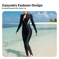 Full figure Swimsuit, Women's single-Piece Rash Guard, fastener, Long Sleeve, Sun Protection, Padded, Snorkeling