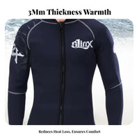 3mm Split Wetsuit Jacket, Fleece Lined, Thermal Diving Top, Unisex, quick wear