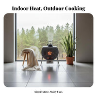 Wood Burning Stove, Indoor Outdoor Heater, Smokeless Multi-Functional Heating Cooking Stove for Winter Rural Use