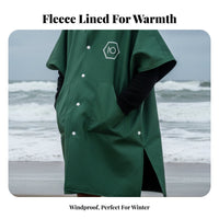 wave Towel Poncho, Fleece Lined, Warm Hooded Robe, Windproof, two-sidedSided Wear, for Swimming, Diving, Spa, Winter