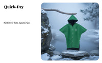 wave Towel Poncho, Fleece Lined, Warm Hooded Robe, Windproof, two-sidedSided Wear, for Swimming, Diving, Spa, Winter