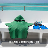 wave Towel Poncho, Fleece Lined, Warm Hooded Robe, Windproof, two-sidedSided Wear, for Swimming, Diving, Spa, Winter