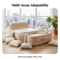 Inflatable Air Mattress, PVC Flocked, Outdoor Camping, Home, Ground Mat, Adjustable Firmness, Thickened Soft Bed, Manual Pump,