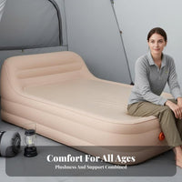 Inflatable Air Mattress, PVC Flocked, Outdoor Camping, Home, Ground Mat, Adjustable Firmness, Thickened Soft Bed, Manual Pump,