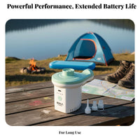 Rechargeable inflator for camping gear.