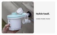 Rechargeable inflator for camping gear.
