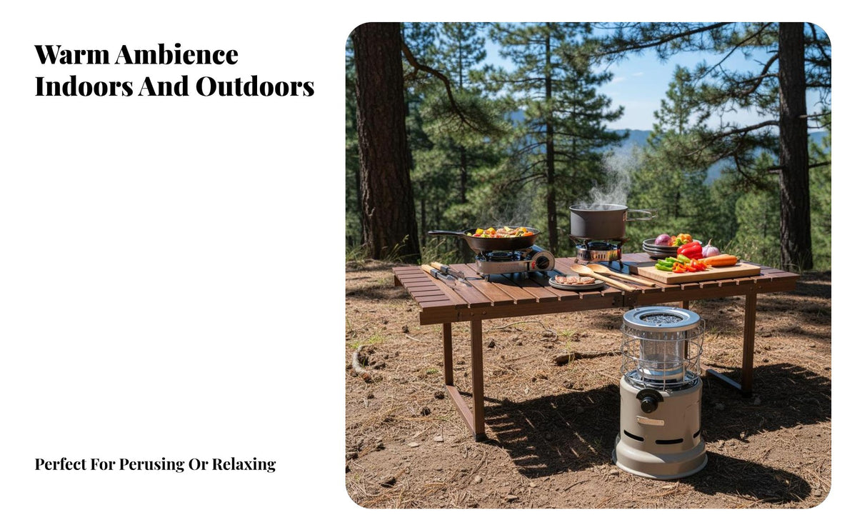 Dual-Use Camping Heater Stove, Outdoor Gasification Stove, Heating & Cooking, Portable Tent Warmer, 2700W, Stainless Steel