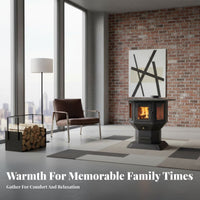 Three-Sided Viewing Fireplace, Wood Burning Real Flame Stove, Indoor Heating, Multi-Functional Oven