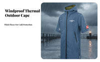Windbreaker Poncho, Thick Waterproof Fleece-Lined Changing Robe, Outdoor Sports, Unisex, Diving