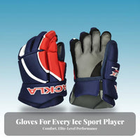 Ice puck sport Gloves, collision-Resistant Protective Gear, Kids & Adults, Red navy, Multiple Sizes