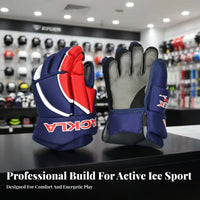 Ice puck sport Gloves, collision-Resistant Protective Gear, Kids & Adults, Red navy, Multiple Sizes