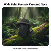 Sun Protection Hat, Wide Brim Outdoor angling Hat, Detachable Face Cover, Unisex, Windproof, Summer Hiking Cycling Cap