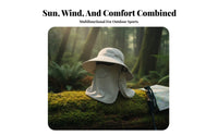 Sun Protection Hat, Wide Brim Outdoor angling Hat, Detachable Face Cover, Unisex, Windproof, Summer Hiking Cycling Cap