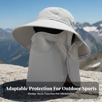 Sun Protection Hat, Wide Brim Outdoor angling Hat, Detachable Face Cover, Unisex, Windproof, Summer Hiking Cycling Cap