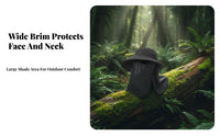 Sun Protection Hat, Wide Brim Outdoor angling Hat, Detachable Face Cover, Unisex, Windproof, Summer Hiking Cycling Cap