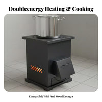 Gasification Stove, double energy Wood Heater, Smokeless Energy-Saving Stove, Thickened Winter Heating, Outdoor Rural Cooking