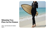 Women's Two-Piece Wetsuit, Long Sleeve, Full Coverage Sun Protection, UPF50+, Breathable Fit, Surfing, Beach, Diving