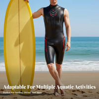 sleek Skin Wetsuit, Sleeveless short wetsuit, Waterproof Thermal wave riding Suit, multi-sport Gear for Men