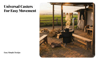 doubleUse Vintage Movable Caster Stove, Thickened Steel, Corn Stalk combustible, Rural Cooking Heating