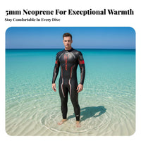 Multi-Sport Diving Suit, 5/3mm High-Performance Super Stretch, Sleek Skin, Thermal Aquatic Wetsuit for Men