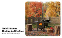 Wood Burning Heater, Winter Smokeless Stove, Indoor Outdoor Firewood Oven, Multi-Functional, Removable, Thick Carbon Steel,