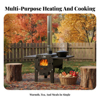 Wood Burning Heater, Winter Smokeless Stove, Indoor Outdoor Firewood Oven, Multi-Functional, Removable, Thick Carbon Steel,