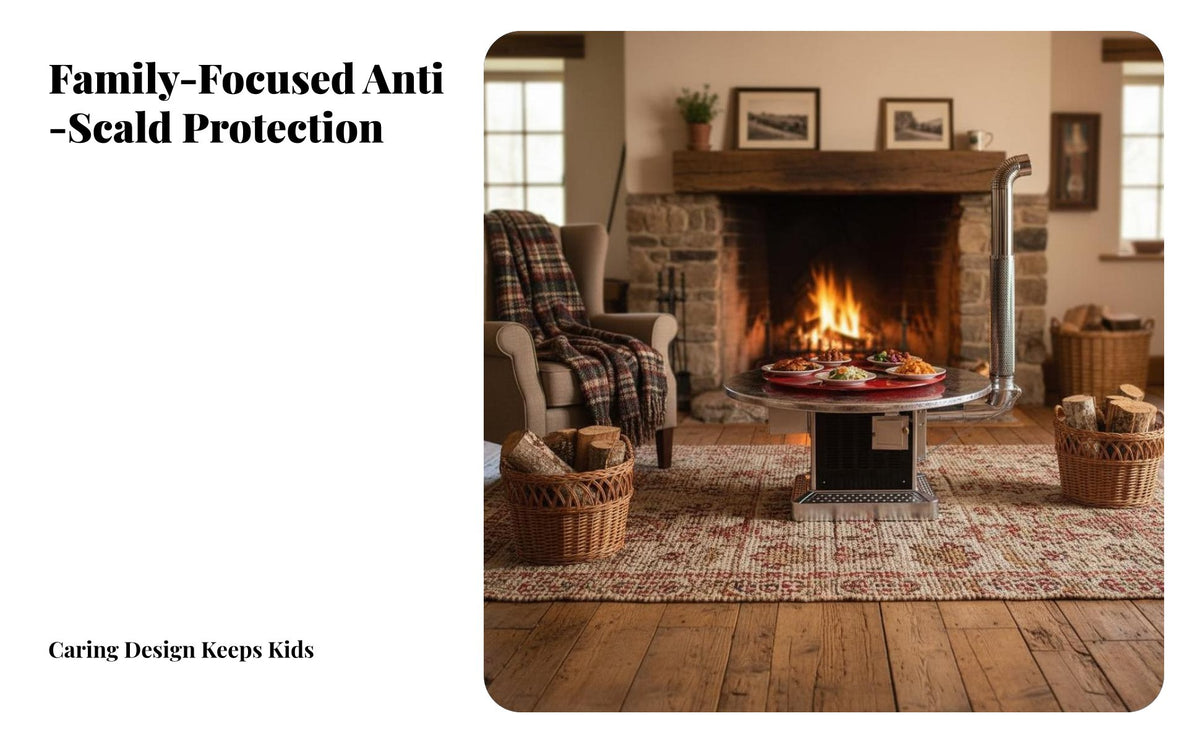 Wood Burning Stove, Indoor Multifunctional Heater, Smokeless Energy-Saving Rural Fireplace