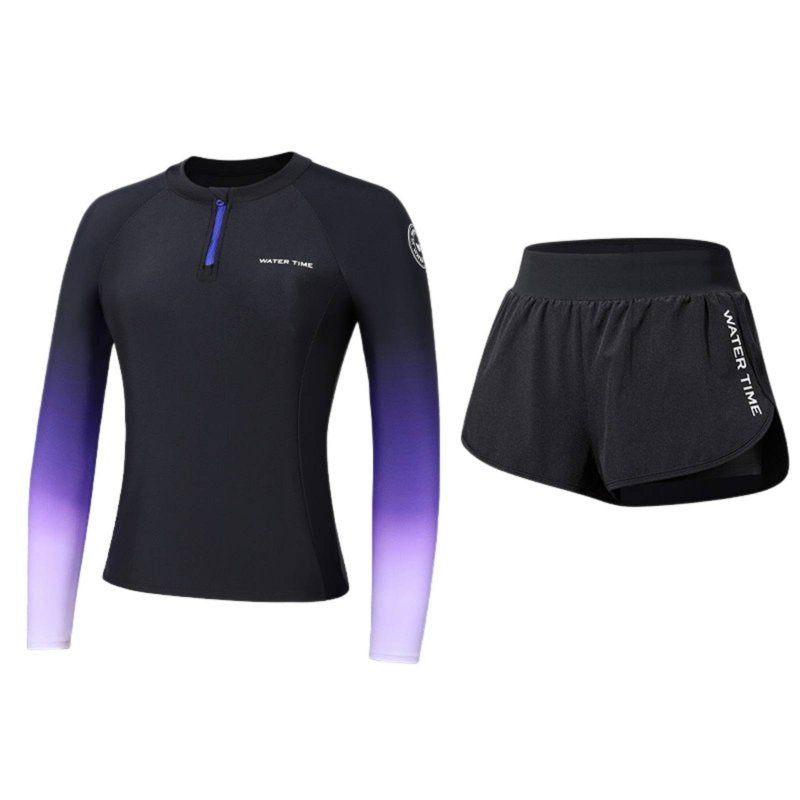 Women's Diving Wetsuit, Sun Protection, Quick Dry, Long Sleeve, Long Pants, Two-Piece, Split Swimsuit, Beach, Surfing, Gradient