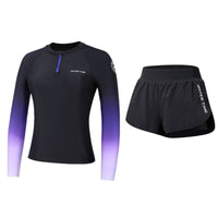 Women's Diving Wetsuit, Sun Protection, Quick Dry, Long Sleeve, Long Pants, Two-Piece, Split Swimsuit, Beach, Surfing, Gradient
