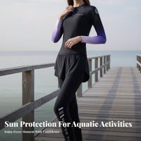 Women's Diving Wetsuit, Sun Protection, Quick Dry, Long Sleeve, Long Pants, Two-Piece, Split Swimsuit, Beach, Surfing, Gradient