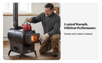 Horizontal Fireplace, High Temperature Eco-Friendly Stove, Rural Heating, Movable Wood, Multi-Purpose