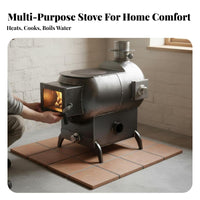 Horizontal Fireplace, High Temperature Eco-Friendly Stove, Rural Heating, Movable Wood, Multi-Purpose