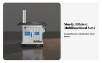 Multifunctional Wood & Coal Heater, Indoor Gasification Stove, Cooking, Heating, Water Tank, Rural Household Appliance