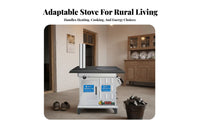 Multifunctional Wood & Coal Heater, Indoor Gasification Stove, Cooking, Heating, Water Tank, Rural Household Appliance