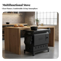 Wood Burning Stove, two-sidedSided Fireplace Heater, Energy-Saving Multi-Functional Oven for Home Heating & Cooking